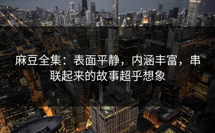 麻豆全集:表面平静,内涵丰富,串联起来的故事超乎想象 麻豆全集:表面平静,内涵丰富,串联起来的故事超乎想象