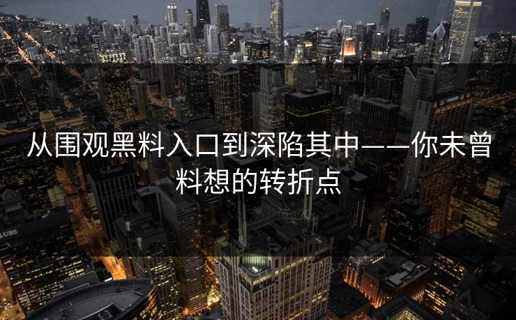 从围观黑料入口到深陷其中——你未曾料想的转折点 从围观黑料入口到深陷其中——你未曾料想的转折点