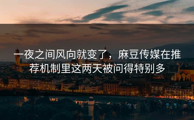 一夜之间风向就变了，麻豆传媒在推荐机制里这两天被问得特别多