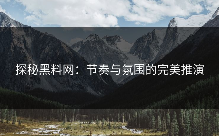 探秘黑料网:节奏与氛围的完美推演